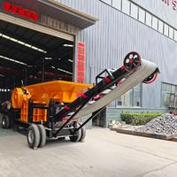 Concasseur à mâchoires mobile diesel PE400*600 pour béton, granit et galets de rivière, avec tapis roulant – Vente directe usine