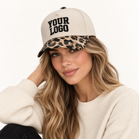 Casquettes de baseball brodées personnalisées, visière imprimée léopard, en coton, ajustables, avec fermeture snapback, pour femmes et hommes, protection solaire, vente en gros