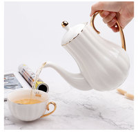 Service à thé en porcelaine blanche en forme de citrouille, fabrication chinoise, 8 pièces, avec 1 théière et 6 tasses