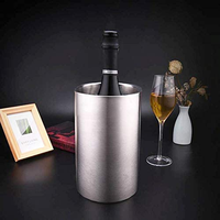 Refroidisseur de bouteilles de vin seau à vin isolé à double paroi en acier inoxydable seau à glace à champagne rond pour bouteilles de 750ml