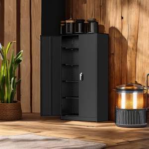 UCHANCE 72 "armadio di stoccaggio in metallo alto, armadietto in acciaio con 4 ripiani regolabili e porte di chiusura per casa, ufficio, scuola - Product Image 6