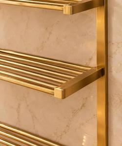 Handmade Brass Wall <b>Shelving</b> <b>Unit</b> 6 Tier Modern Storage Rack Open Display Organizer for Kitchen Living Room Bathroom and Home - Product Image 4
