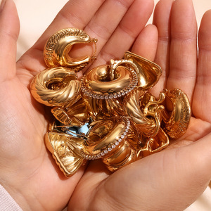 316L acier inoxydable 18K or PVD plaqué bijoux mode boucle d'oreille accessoires moulé <span class=keywords><strong>Double</strong></span> U forme brillant creux Clip boucles d'oreilles - Product Image 6