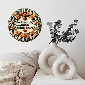 <b>Round</b> Wooden Wall Clock 25x25Cm Farmhouse Style Silent Indoor Home Decor - Product Image 3