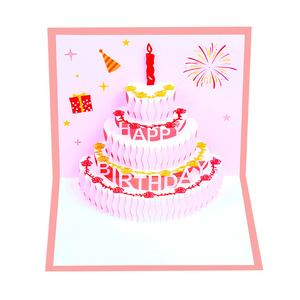 Tarta de cumpleaños con vela 3D tarjetas emergentes Carta de invitación de fiesta de cumpleaños Regalos de cumpleaños para familiares y <span class=keywords><strong>amigos</strong></span> Tarjetas de felicitación - Product Image 3