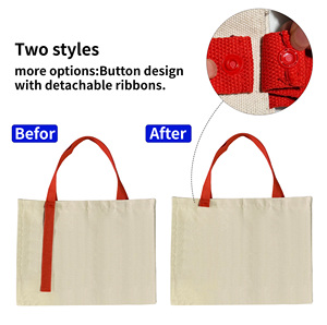 Sac fourre-tout en toile de coton de haute qualité, grande capacité 20OZ, avec poignée en ruban, impression personnalisée, pour usage quotidien et événements. - Product Image 2