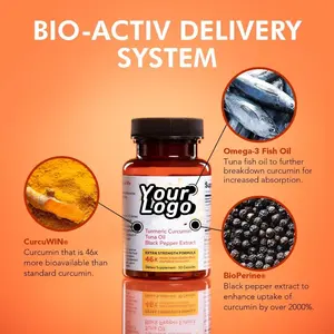 Veganistische Omega 3 Kurkuma Supplement Zwarte Peper Extract Zachte Capsule Ondersteuning Immuunsysteem Natuurlijk Spierhersenen Voedingssupplement