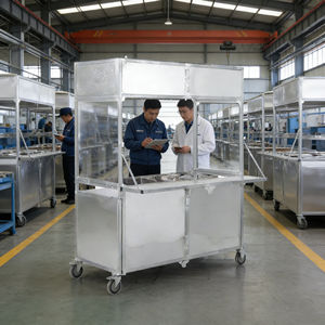 Chariot de vente ambulante pliable et portable en acier inoxydable à quatre roues pour café, crème glacée, hot-dogs, bonbons - Product Image 4