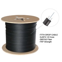 Indoor Fiber Optic Drop Cable GJXFH 1 Core | FTTH LSZH Cable with FRP Strength Member
