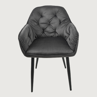 Chaise Teddy moderne pour salle à manger avec pieds en métal noir, mobilier d'intérieur, salon, restaurant, fauteuil en velours, coussin épais et moelleux