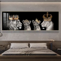 Lukisan Dinding LED Grosir Cetak HD Gambar Hewan Singa untuk Ruang Tamu Kamar Tidur Seni Dinding Kristal Porselen Lukisan Kustom Hiasan Dinding