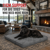 Matelas Orthopédique pour Grands Chiens 108x71cm, 11cm d'épaisseur, Gris Matelassé avec Housse Imperméable pour Maisons de Vacances