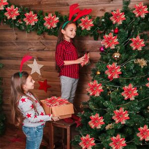 Promotion 2024 : Décoration de Noël, fleurs de Poinsettia, ornements pour la maison, petites fleurs artificielles pour les fêtes - Product Image 5