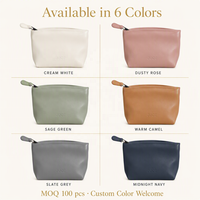 Pochette de rangement de luxe en cuir PU pour rouges à lèvres, cartes et peignes, avec fermeture éclair, logo personnalisé en relief, sac anti-poussière étanche en cuir PU avec fermeture éclair