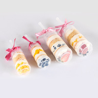 Conteneur à glaces et snacks en PP de 100 ml, grand format, à pression, transparent, pour fruits, gâteaux arc-en-ciel, distributeur cylindrique avec couvercle