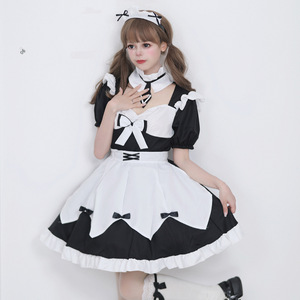Lolita Maid Dress Black Polyester Fiber Cosplay Costume Women's Spring 2023 Anime Role Playing Outfit - Product Image 4