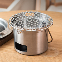 Barbecue portable compact en acier inoxydable pour camping, pique-nique et préparation du thé en extérieur