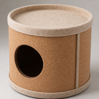 Cama cilíndrica para gatos con textura de corcho natural y apertura redonda, nido alto y acogedor para gatos de interior, diámetro. 395 x 745 mm