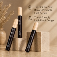 Botol Kaca Amber Frosted Kosong Berkualitas Tinggi 10ml YAN Packaging dengan Tutup Bambu Alami untuk Serum Bulu Mata, Maskara, dan Tabung Kosmetik