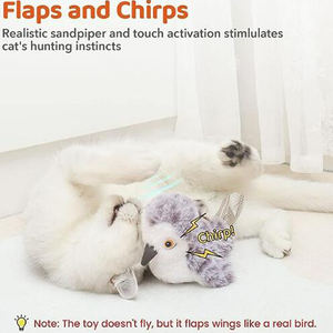 Jouets pour chat Flapping Bird (pas de vol), réaliste Sandpiper Chirp Tweet, Rechargeable Touch Activated Kitten Toy Interactive Cat Exer - Product Image 2