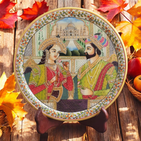 Assiette décorative de luxe en marbre de 8 pouces, faite à la main, style antique, gaufrée, en pierre naturelle polie, pour accent de décoration intérieure