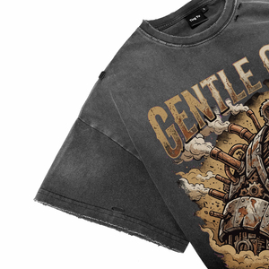 Camisetas de algodón transpirables con efecto desgastado para hombre, estilo oversize, con estampado de calavera steampunk, manga corta, cuello redondo, estilo urbano. - Product Image 4