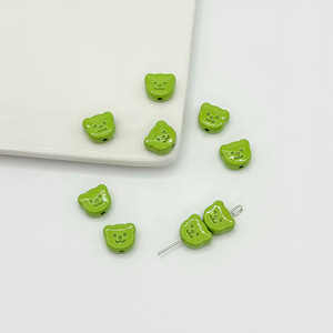 Perles en acrylique laquées double face en forme d'ours crème, perles lâches pour bracelet, pendentif, matériel de fabrication de bijoux DIY - Product Image 4