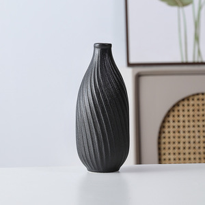 Nordic Style Creative Striped <b>Small</b> Ceramic <b>Vase</b> With Hydroponic Function for Living Room Dried Flower Display Decoration - Product Image 2