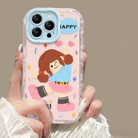 Coque de téléphone portable en TPU souple effet gelée avec impression photo Cool Happy Relax Girl pour iPhone 12 13 14 15 16 17 Pro Max
