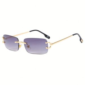 Gafas de Sol Cuadradas con Marco Metálico Retro Personalizadas con Logotipo para Hombre y Mujer, Gafas de Sol Rectangulares sin Montura con Protección UV400 - Product Image 2