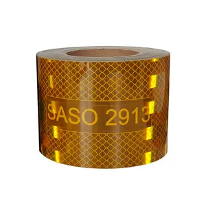 Rouleau d'autocollants d'avertissement de visibilité jaune aluminisé SASO 2913 Radium Reflective Tape pour l'Arabie Saoudite