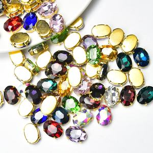 Ovaal Glas Naait Strass Met Gouden Klauwzetting Kristallen Knop Met Gaten Voor Kledingstukken Sieraden Trouwjurk Accessoires - Product Image 3