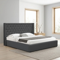 Anker — meuble de lit moderne, lit en tissu velours, avec bouton, aile latérale, rangement, grande taille, 1152G