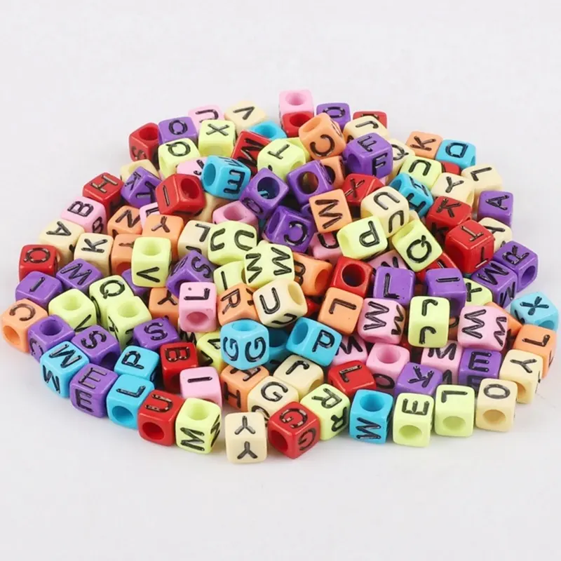 2021 Plastic Acrylic letter beads DIY Kid bead cube coin round 6 mm 7 mm 8 mm For DIY Jewelry Making All Kinds in Stock