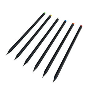 Crayons en bois HB personnalisés de haute qualité, crayons de couleur avec embout noir, gomme colorée - Product Image 3
