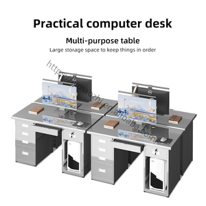 Escritorio de ordenador comercial de almacenamiento de acero inoxidable de diseño moderno, 5 cajones duraderos, bandeja de teclado para uso en dormitorio de oficina - Product Image 3