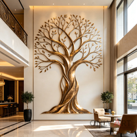 Sculpture murale en laiton moderne en métal personnalisée pour l'extérieur, grande sculpture en bronze de l'arbre de vie, statue murale pour la décoration de la maison et du jardin