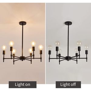 Lampada da soffitto moderna ASGYISA con montaggio Semi filo Sputnik nero lampadario pendente con 4000K CCT industriale in metallo per fattoria - Product Image 5