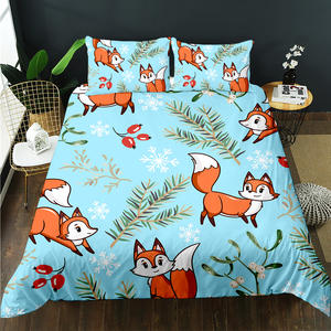 Ensemble de housse de <span class=keywords><strong>couette</strong></span> en microfibre 300 fils avec imprimé de <span class=keywords><strong>renard</strong></span> de la tour Eiffel en dessin animé 3D en gros pour l'hôtel et l'hôpital - Product Image 5