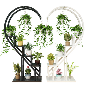 <span class=keywords><strong>Porte</strong></span>-plantes en métal multicouche, étagère à plantes en fer forgé, support à fleurs en forme de cœur - Product Image 3