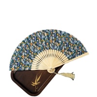 Éventail de danse en coton écologique de style chinois, petit et portable, à faire soi-même, motif floral ancien, éventail en bambou, style Cheongsam de la dynastie Han