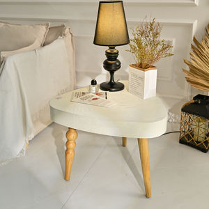 INNOVA Home Living Room Modern European Design White Solid Wood Decorative Side Coffee Table with 3 <b>Legs</b> - Product Image 1