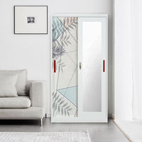 Armoire en acier à 2 portes, armoire métallique avec serrure et étagères pour la maison, la chambre à coucher