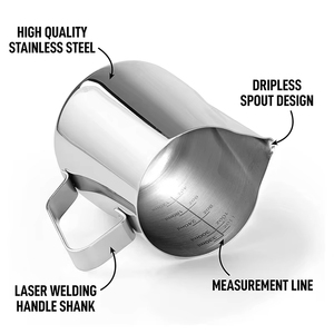 Vente en gros de petit <span class=keywords><strong>pichet</strong></span> à café lait en acier inoxydable personnalisé pour Barista Latte Art - Product Image 2