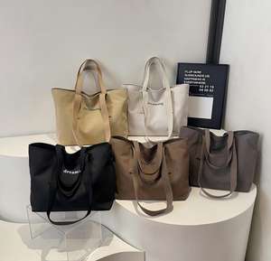 Sac fourre-tout en toile et en velours côtelé pour femmes et filles avec poche intérieure pour le travail, la plage, le déjeuner, les voyages, les courses, l'épicerie - Product Image 2