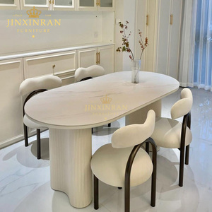 Modern Luxury Nordic Oval Sintered <strong>Stone</strong> <strong>Top</strong> Dining <strong>Table</strong> and Chairs Set for Living Room Restaurant Home Furniture - Product Image 1