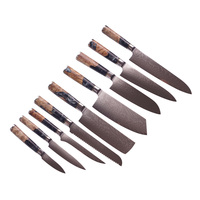 Ensemble de 9 couteaux de cuisine multifonctionnels en acier damas pour la cuisine