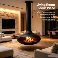 Cheminée suspendue autoportante en acier au carbone, à bois, design contemporain, idéale pour hôtels et appartements – Meilleure vente
