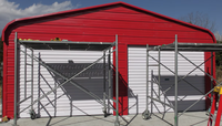 Garage préfabriqué en acier avec toit en métal coloré, abri de stockage pour bateau, camion, entrepôt