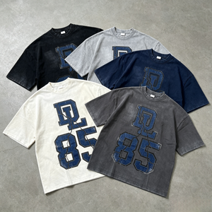 T-shirts vintage personnalisés avec logo, effet délavé, coton lourd, coupe ample, 100% coton, pour hommes - Product Image 1